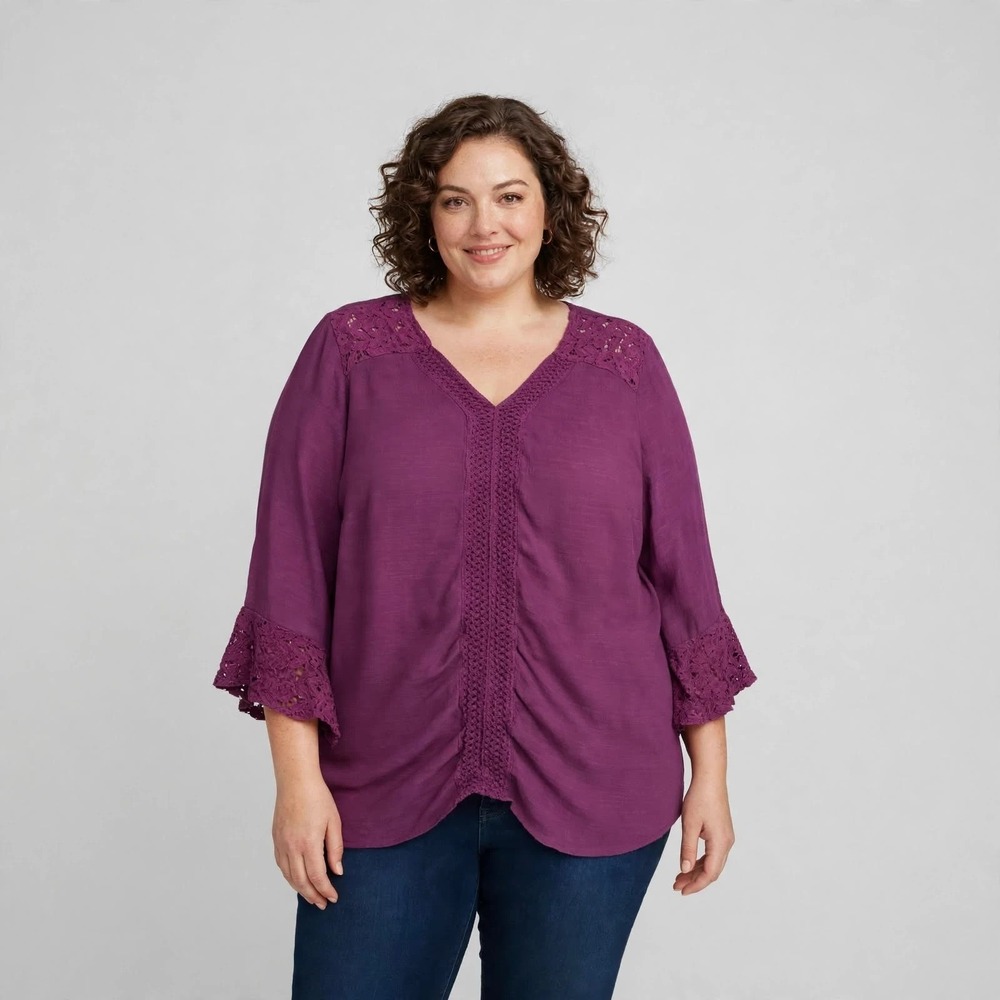 Women's 3X Blouse Top crochet Plus Size By Dressbarn